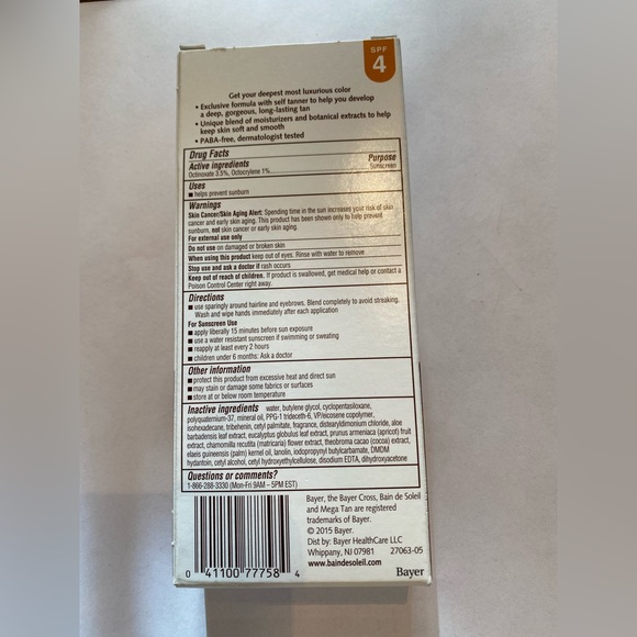 Bain de Soleil Mega Tan sunscreen SPF4 - Picture 3 of 4